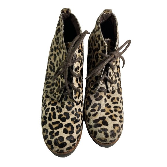 Women's Sperry Top Sider Princeton Ankle Boot In Leopard Print Lace Up - Picture 3 of 7